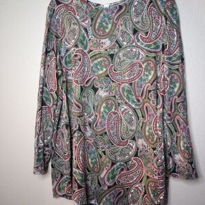 J. Jill Green and Red Paisley Top